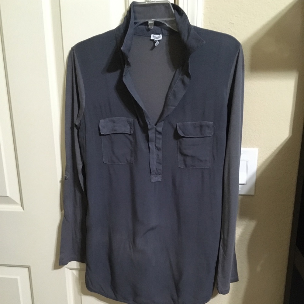Splendid collared long roll up sleeve shirt